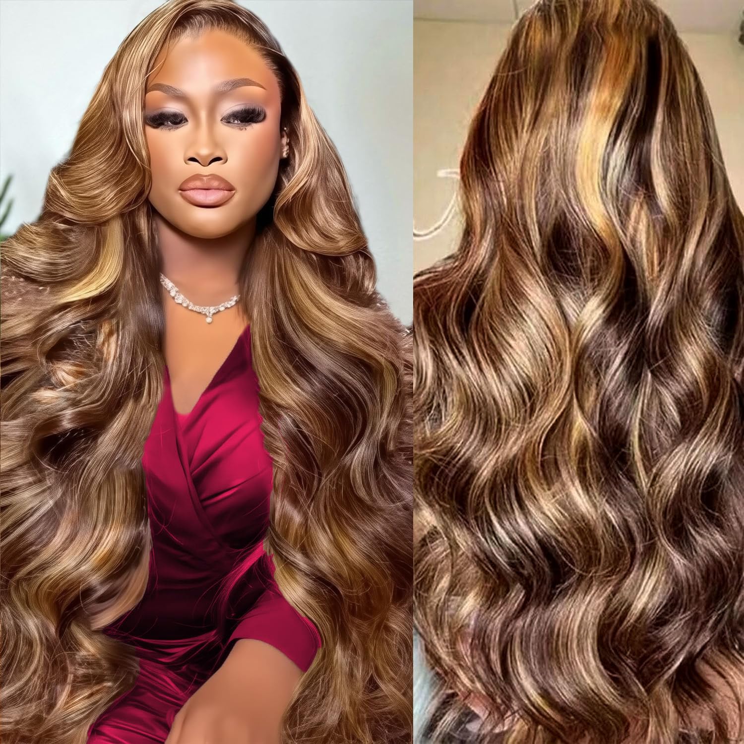 Human Hair Wigs - HD Highlight 46 Inch 13x4 Body