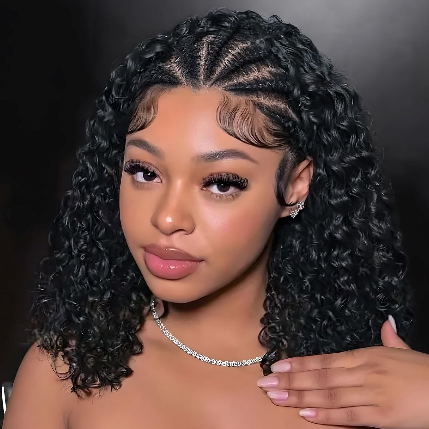 Glueless Wear And Go Human Hair Wig - Cornrow Braid Bob Wig Deep Curly