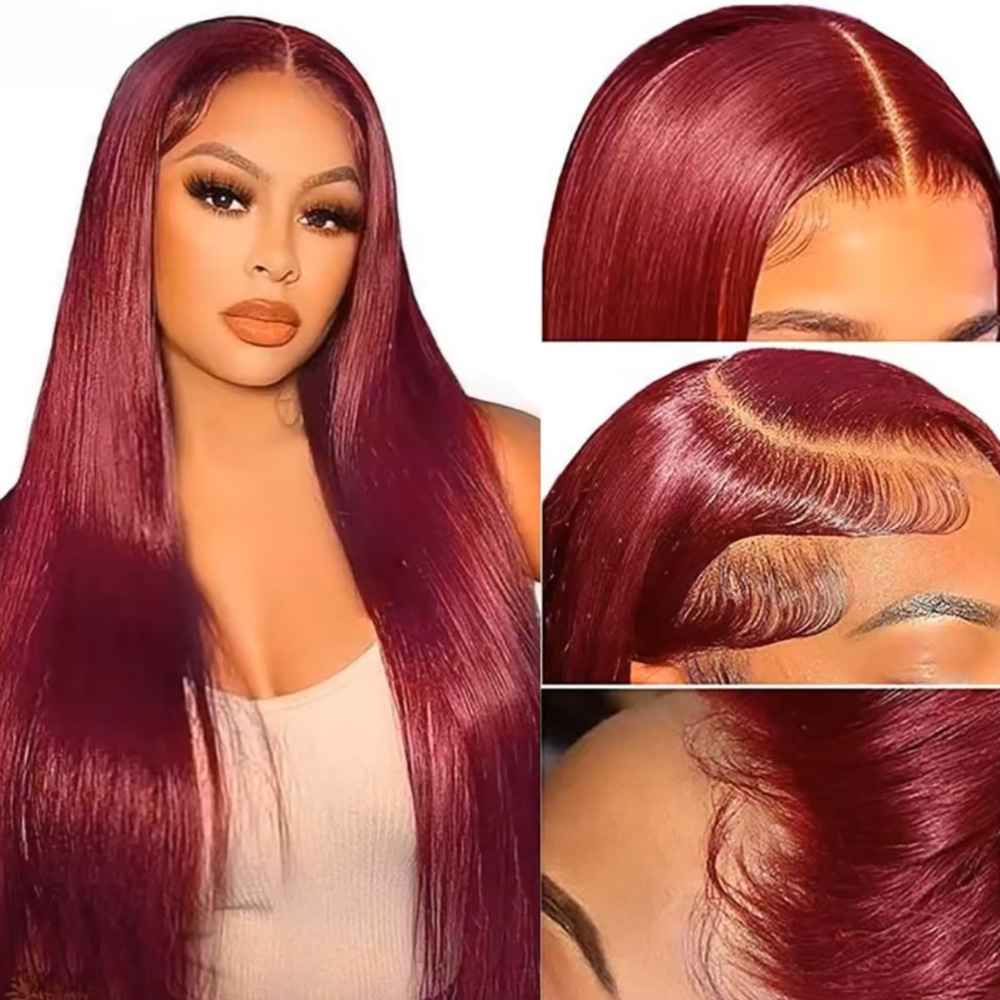 99J Burgundy Silky Straight Hu - đánh giá và giá Human Hair Wigs