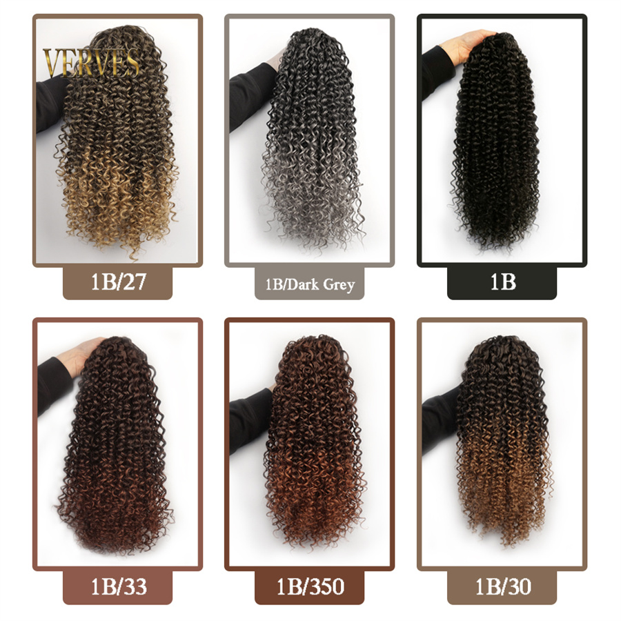 VERVES Tổng Hợp Dây Rút Phồng  - đánh giá và giá Drawstring Afro Curly Puff Ponytail