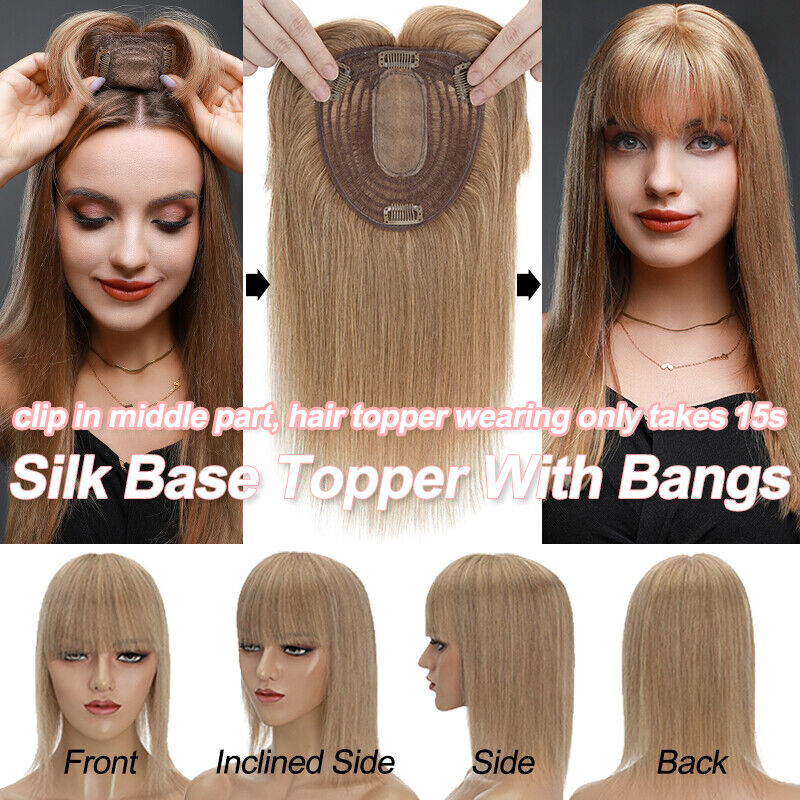 Women Toupee Silk Base Topper  - đánh giá và giá Seamless Clip In Hair Extensions Human Hair