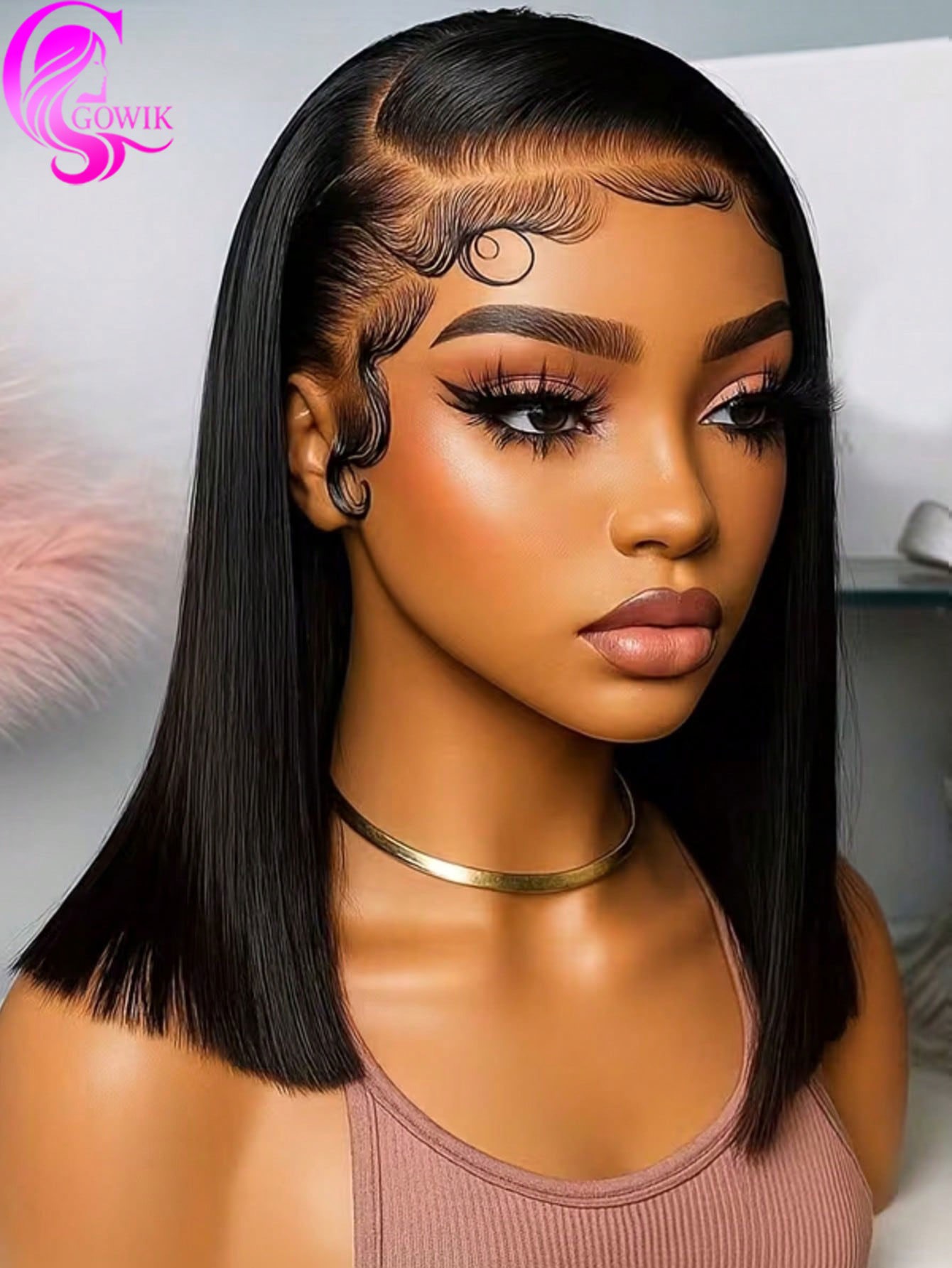 Gowik 250% Density 13x4 Lace F - đánh giá và giá Pre Parted 13X4 Lace Front Bob Wig