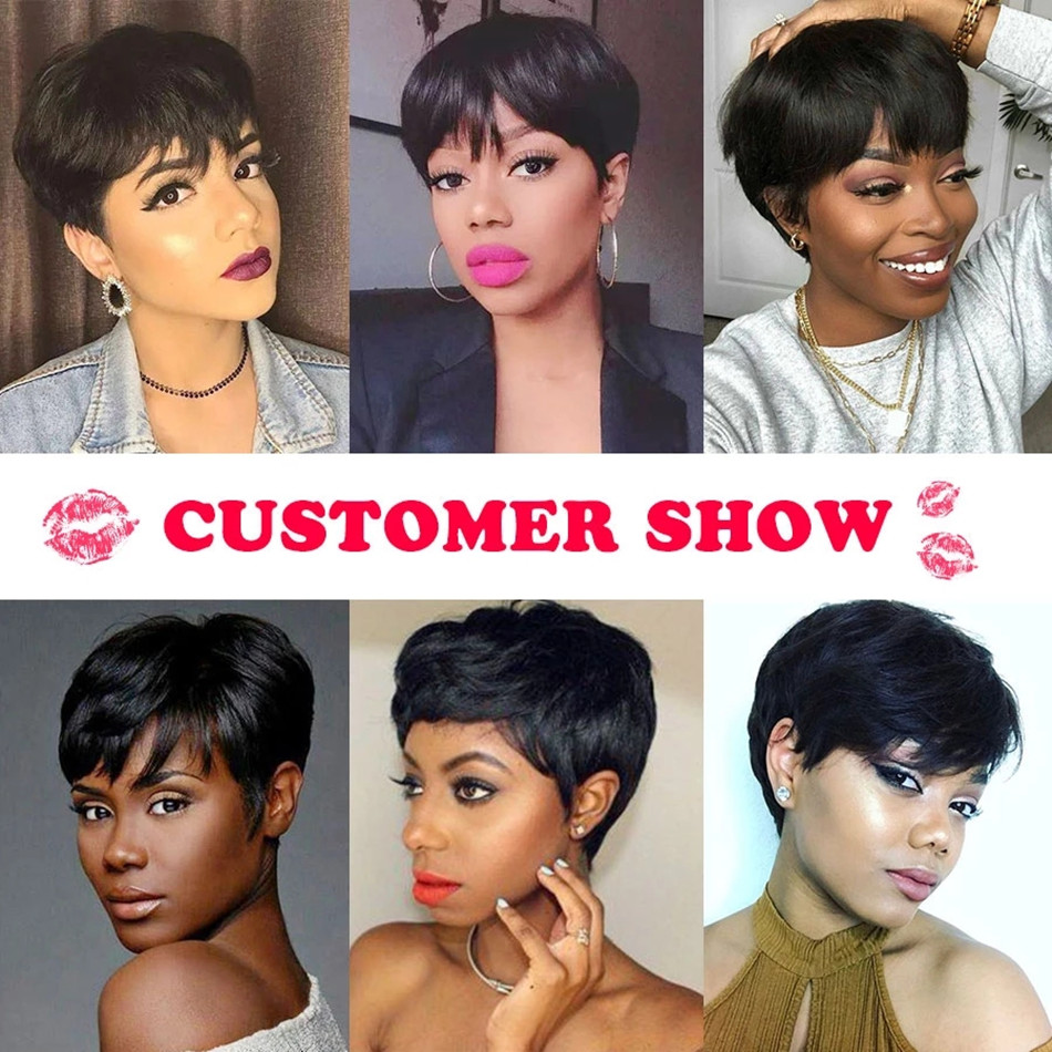 Short Bob Pixie Cut Wig Pixie  - đánh giá và giá Short Pixie Cut Wig Human Hair Cheap
