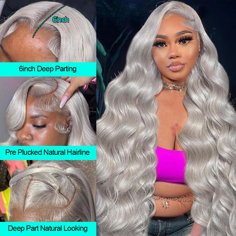 Cosplay Body Wave Silver Grey  - đánh giá và giá 613 Blonde Body Wave Lace Front Wig