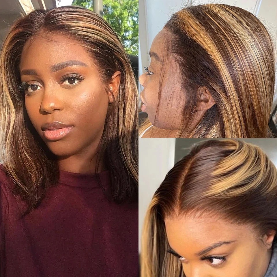 Highlight P4/27 Straight Bob W - đánh giá và giá Pre Parted 13X4 Lace Front Bob Wig