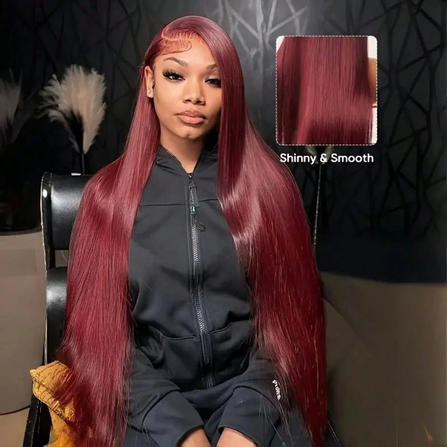 200 Density 99J Burgundy 13X6  - đánh giá và giá Hd Lace Frontal Wig Human Hair Pre Plucked
