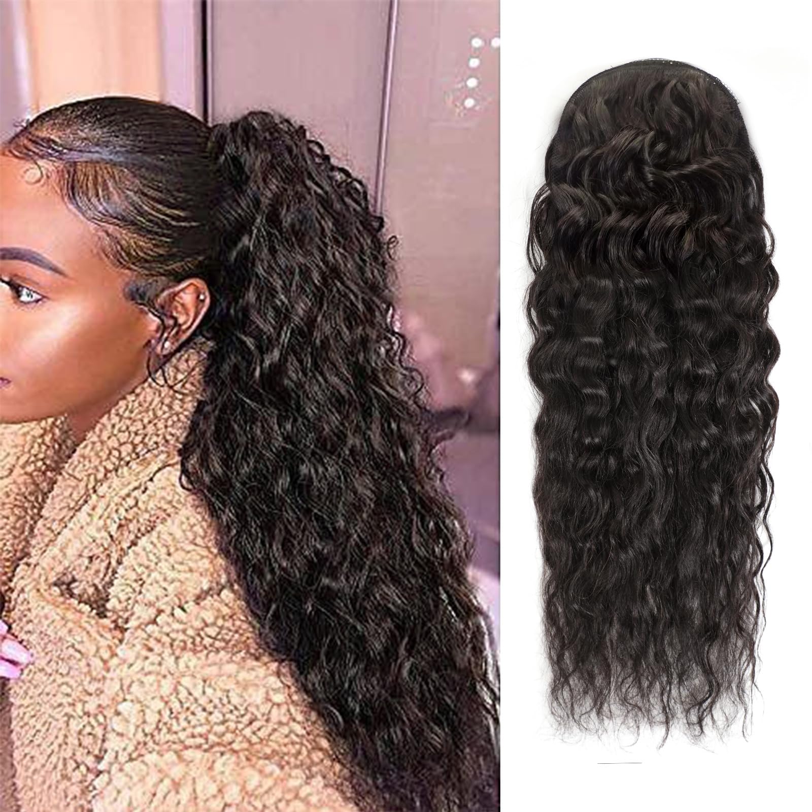 Water Wave Ponytail Human Hair - đánh giá và giá Seamless Clip In Hair Extensions Human Hair