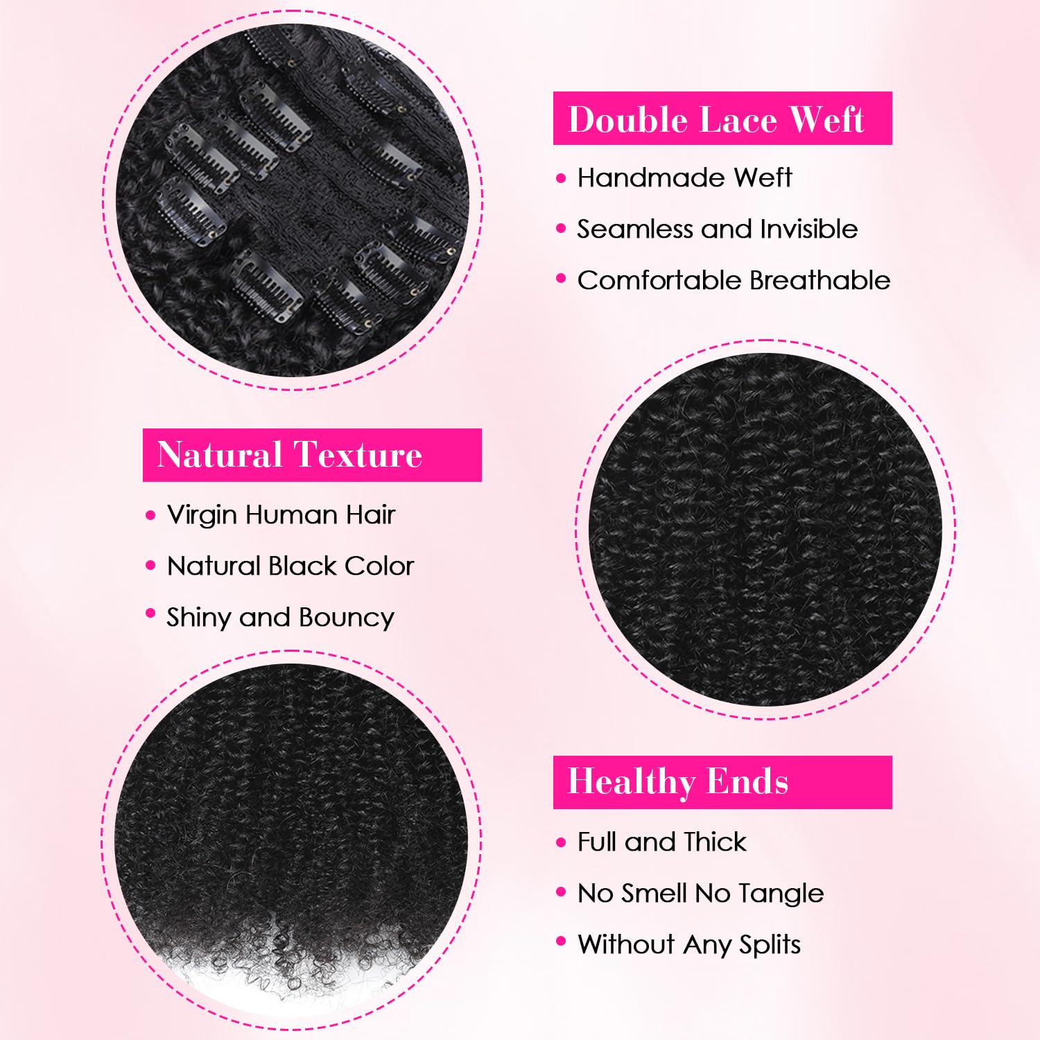 Afro Curly Clip-In Human Remy  - đánh giá và giá Seamless Clip In Hair Extensions Human Hair