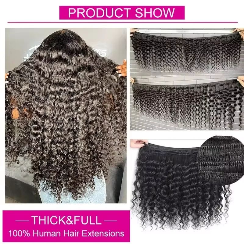 Human Hair Bundles with Closur - đánh giá và giá Deep Wave 3 Bundles With Closure