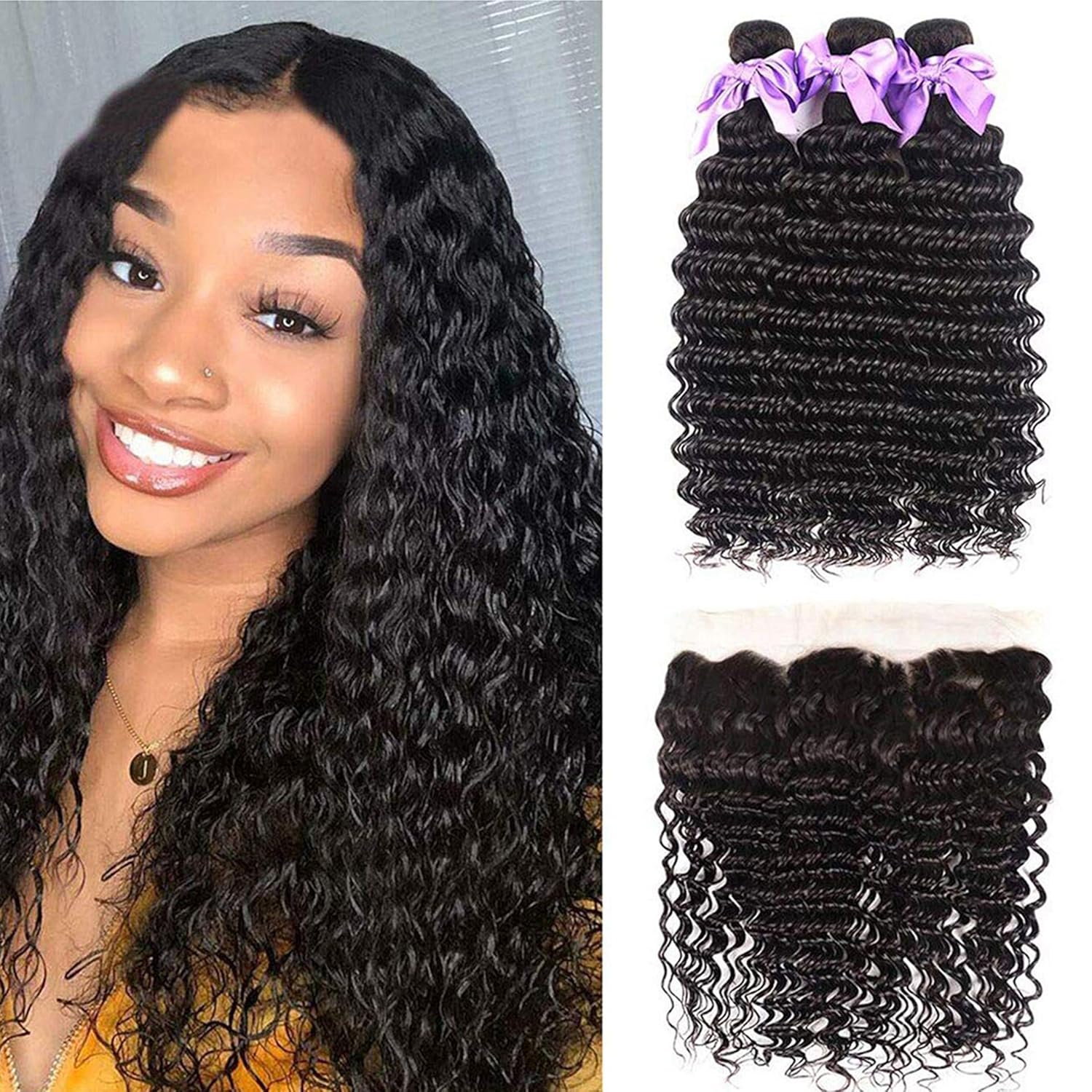 Deep Wave Human Hair Bundles w - đánh giá và giá Deep Wave 3 Bundles With Closure