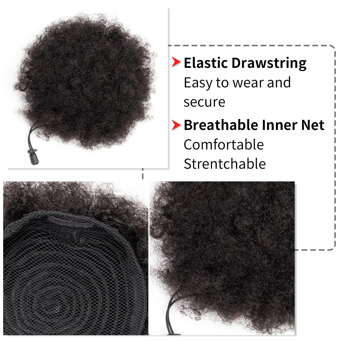 Afro Kinky Puffs 100% Human Ha - đánh giá và giá Drawstring Afro Curly Puff Ponytail