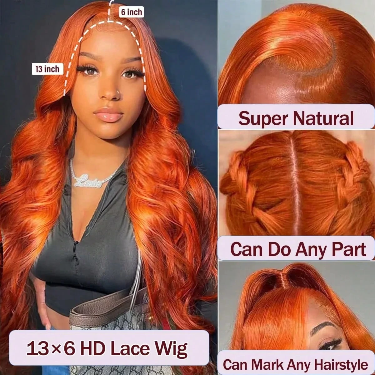 Ginger Orange 13X6 Hd Lace Fro - đánh giá và giá Hd Lace Frontal Wig Human Hair Pre Plucked