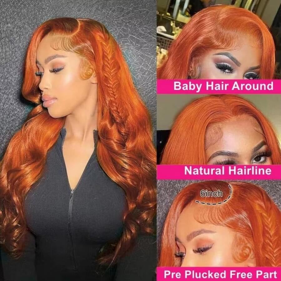Ginger Orange 13X6 Hd Lace Fro - đánh giá và giá Hd Lace Frontal Wig Human Hair Pre Plucked